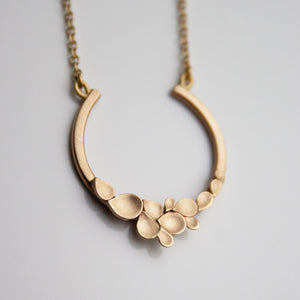 Dahlia crescent moon 9ct Gold Necklace